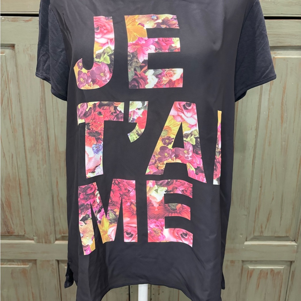 Elle T-Shirt Black Floral Large